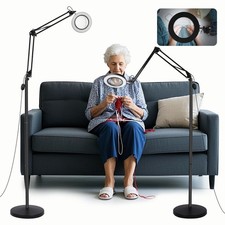 ZABOUL 10X Magnifying Floor Lamp, 3-in-1 Hands Free Glass Black