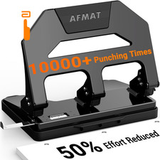 AFMAT Heavy Duty 3 Hole Puncher, 40-Sheet Paper Punch Duty, 50 Black