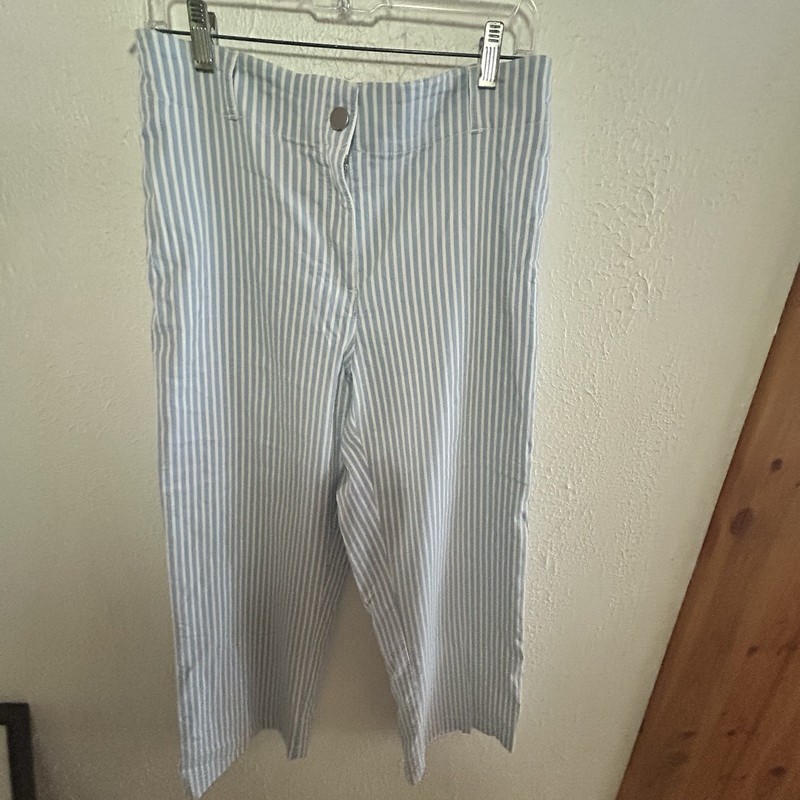 New Nicole Miller Size 10 Wide Leg Striped Cotton Pants