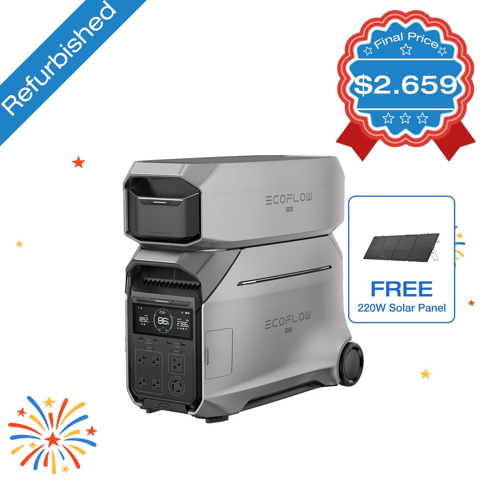 EcoFlow DELTA Pro 3 8000Wh Portable Power Station with Extra Battery Refurbished