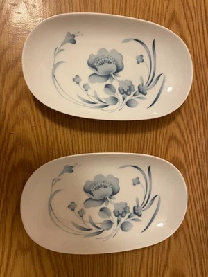 Lot de 2 raviers ovales Elite Porzellan – Hutschenreuther – décor floral bleu - - Photo 1/4