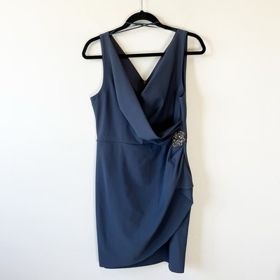 Alex Evenings Women's Slimming Side Ruche Cocktail Dress Party Blue Petite  12 | eBay