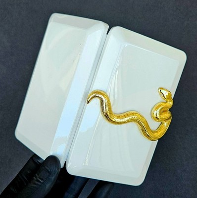 Vintage Kilian Clutch White Enamel Case Gold Snake Swarovski Eyes 111