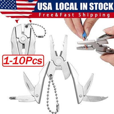 Pocket Multi Tool Pliers Mini Folding Key Chain Fishing Camping Small Pliers Lot