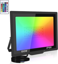 100W RGB LED Flood Lights, Color Changing IP66 Waterproof Security with remote