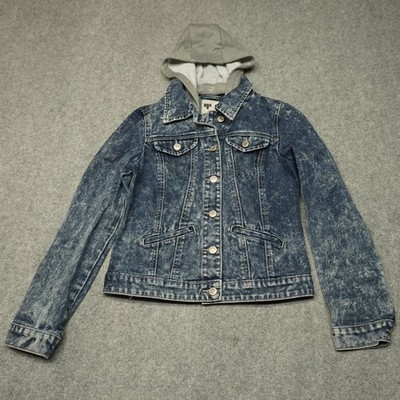 Thread & Supply Women's Denim Jacket with Grey Hood Small