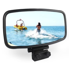 Boat Mirror, 7" x 14" Boat Rear View Mirror, Compatible with 3/4"-1" Windshie...