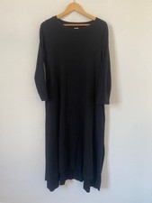 Kin Dress Medium Black Midi Long Sleeve Lagenlook Capsule Medium Pockets Scandi