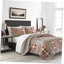 - Quilt Set, Reversible Cotton Blend Bedding with Queen Hawthorne Brown