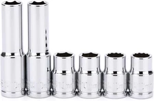 6PCS 3/8"Drive 10Mm Deep&Shallow Socket, CR-V, Metric, Mirror Finish, 6 Point &