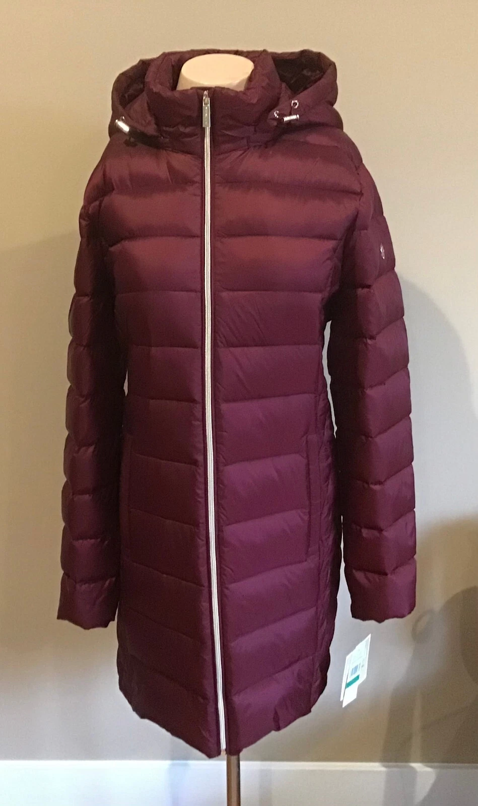 Giacca lunga imbottita Michael Kors nuova con etichetta cappuccio rimovibile M