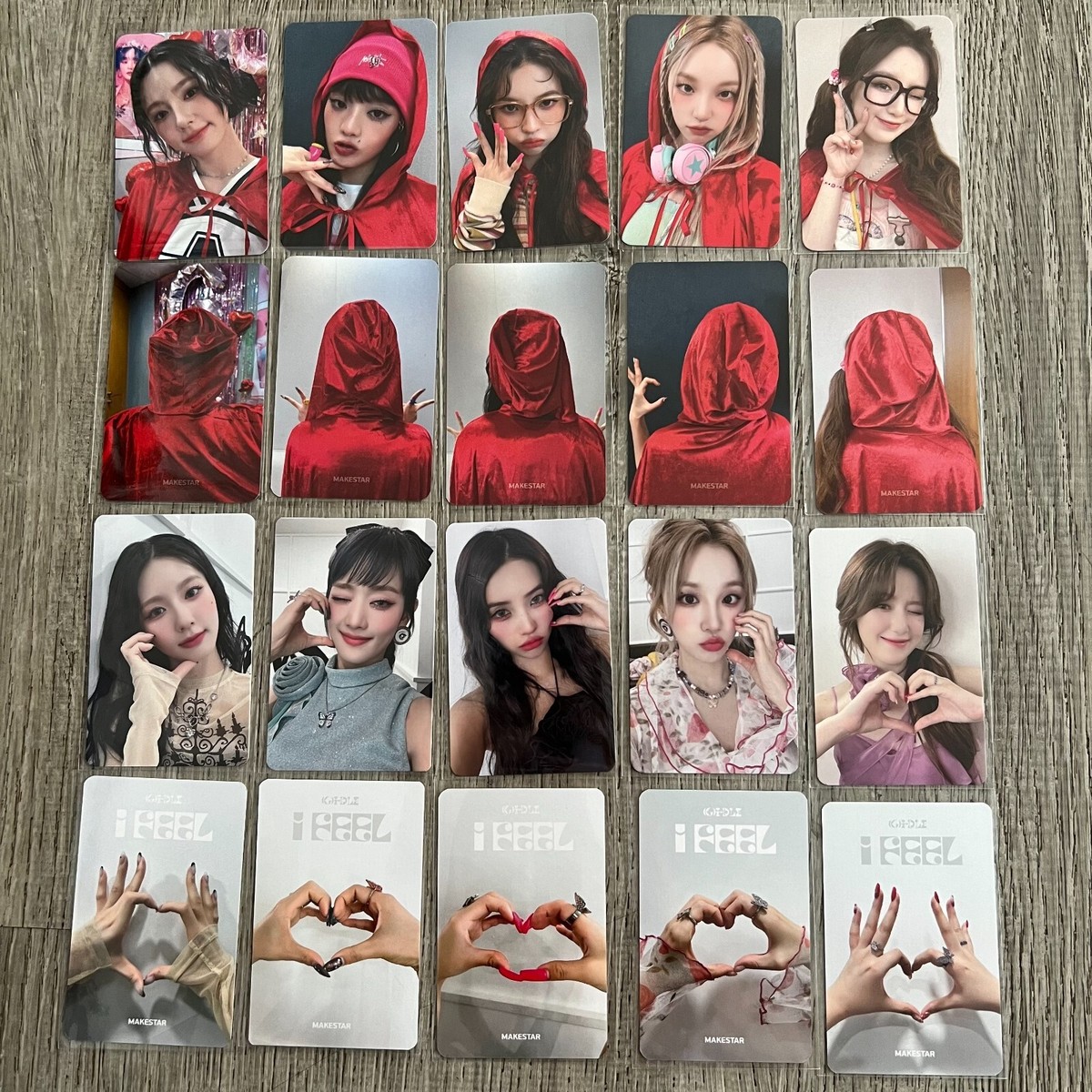 GIDLE PHOTOCARD I Feel Red cape Heart polaroid ID card MAKESTAR