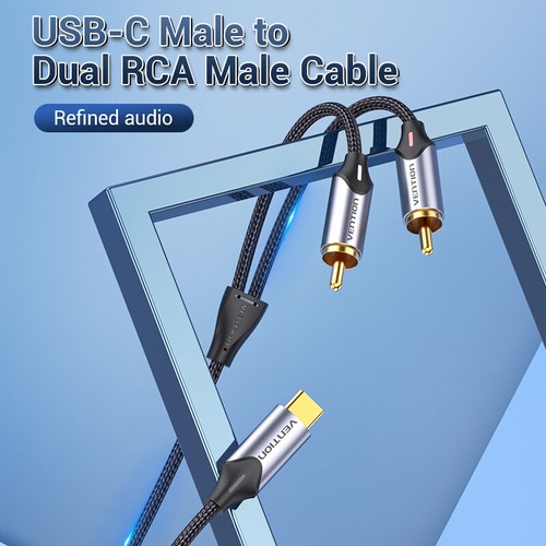 USB 3.1 Type C to Dual RCA Male Adapter Converter Video Audio Cable Cell Phone - Picture 2 of 13