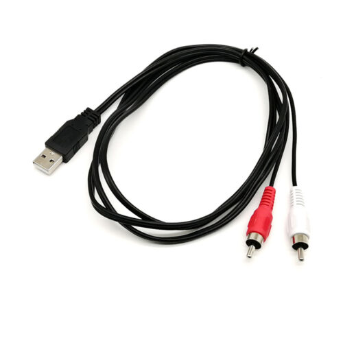 1.5M USB A Male to 2X RCA Phono Male AV Cable Lead PC TV AUX Audio Video Adapter - Afbeelding 1 van 6