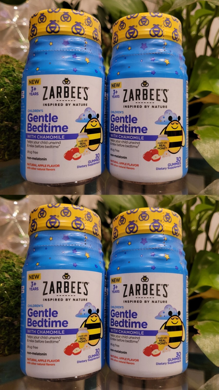 4 PACK Zarbee's Gentle Bedtime Jelly Gummies for Kids Melatonin-Free Chamomile