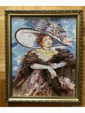 STUNNING NEEDLEPOINT CANVASES. BEAUTIFUL FRAME WITH GLASS 15 x18" HANDMADE BY ME