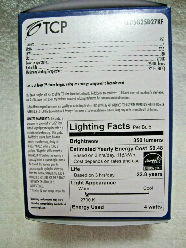 TCP 40 Watt LED Replacement Decorative GLOBE Bulb Using Only 4 Watts-Soft White! - Image 2 of 4