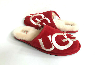 UGG SCUFF LOGO RED WHITE SLIP ON SLIPPER US 11/ EU 44 / UK 10