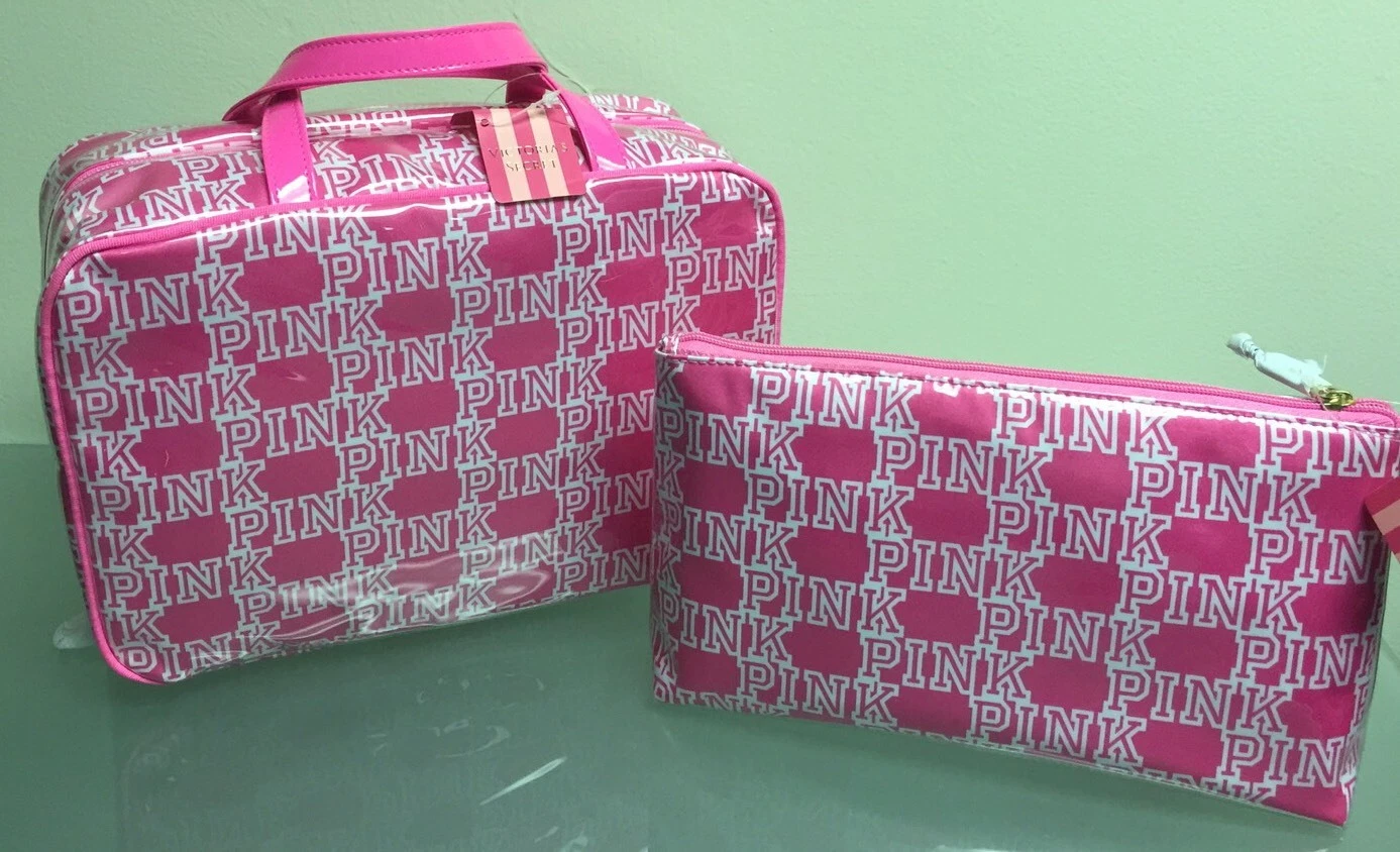Victoria Secret "PINK" Travel Makeup Hanger Organizer & Matching Clutch NWT