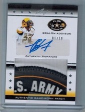 BRALON ADDISON 2012 LEAF ARMY BOWL AUTO OREGON DUCKS GAME WORN PATCH 1/10 