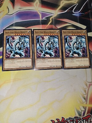 Yugioh 3x Blue-Eyes White Dragon LOB Art SBC2 Speed Duel Common Playset!