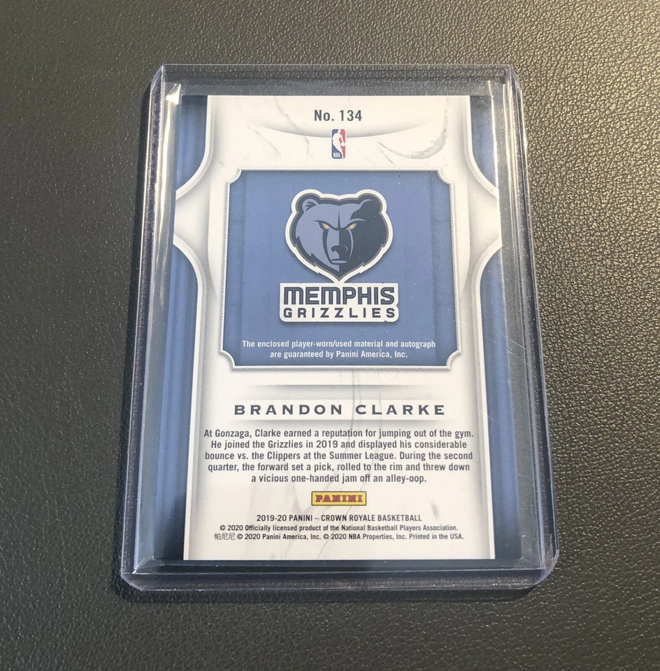 2019-20 Crown Royale Brandon Clarke Silhouettes Patch Auto RPA /199 Rookie RC - Image 2 of 3