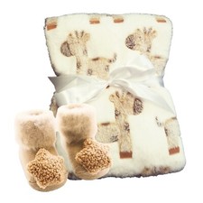 Giraffe Baby Blanket  Socks Gift Set Gender Neutral Newborn Baby Shower Gift