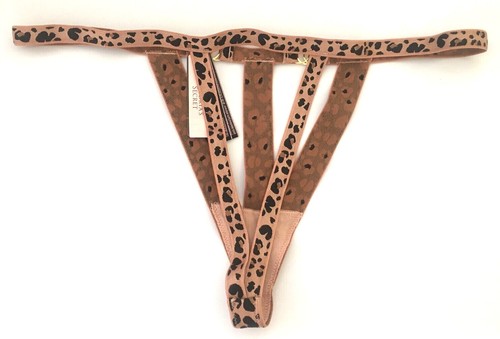 Victoria's Secret Very Sexy Leopard Thong Size S Strappy Bond Girl Gold Ring NWT - Picture 9 of 10