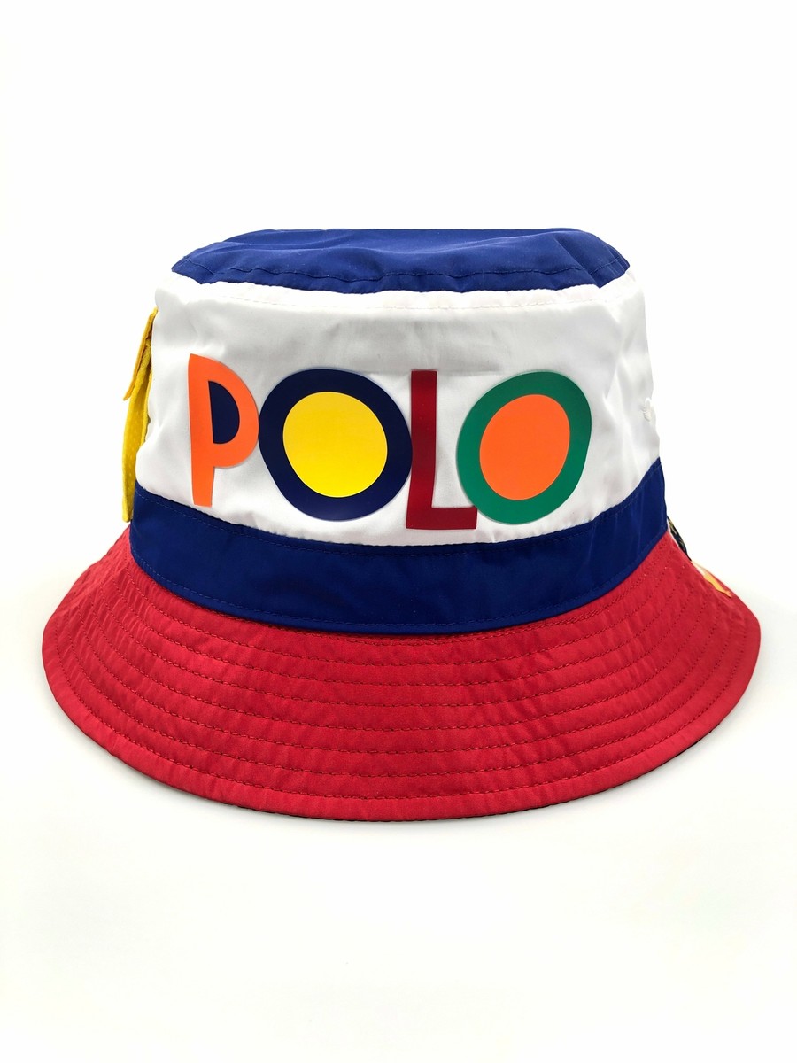 ☆POLO RALPH LAUREN☆ Colorblock Fleece Bucket Hat Multi MAP NWT POLO RALPH LAUREN COLORBLOCKED BUCKET CAP BOONEY MULTI