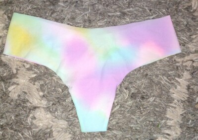 NeW Vspink no show thong Panty Size medium pastel rainbow 