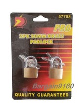 2 Pk 20mm Small Metal Padlock Brass Travel Locks Keyed Suitcase Luggage Jewelry