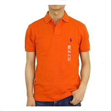  MINOR DEFECT Polo Ralph Lauren Custom Slim Fit Polo - Orange Blue - Size: M