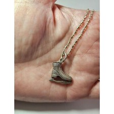 Sterling silver ice skate pendant necklace