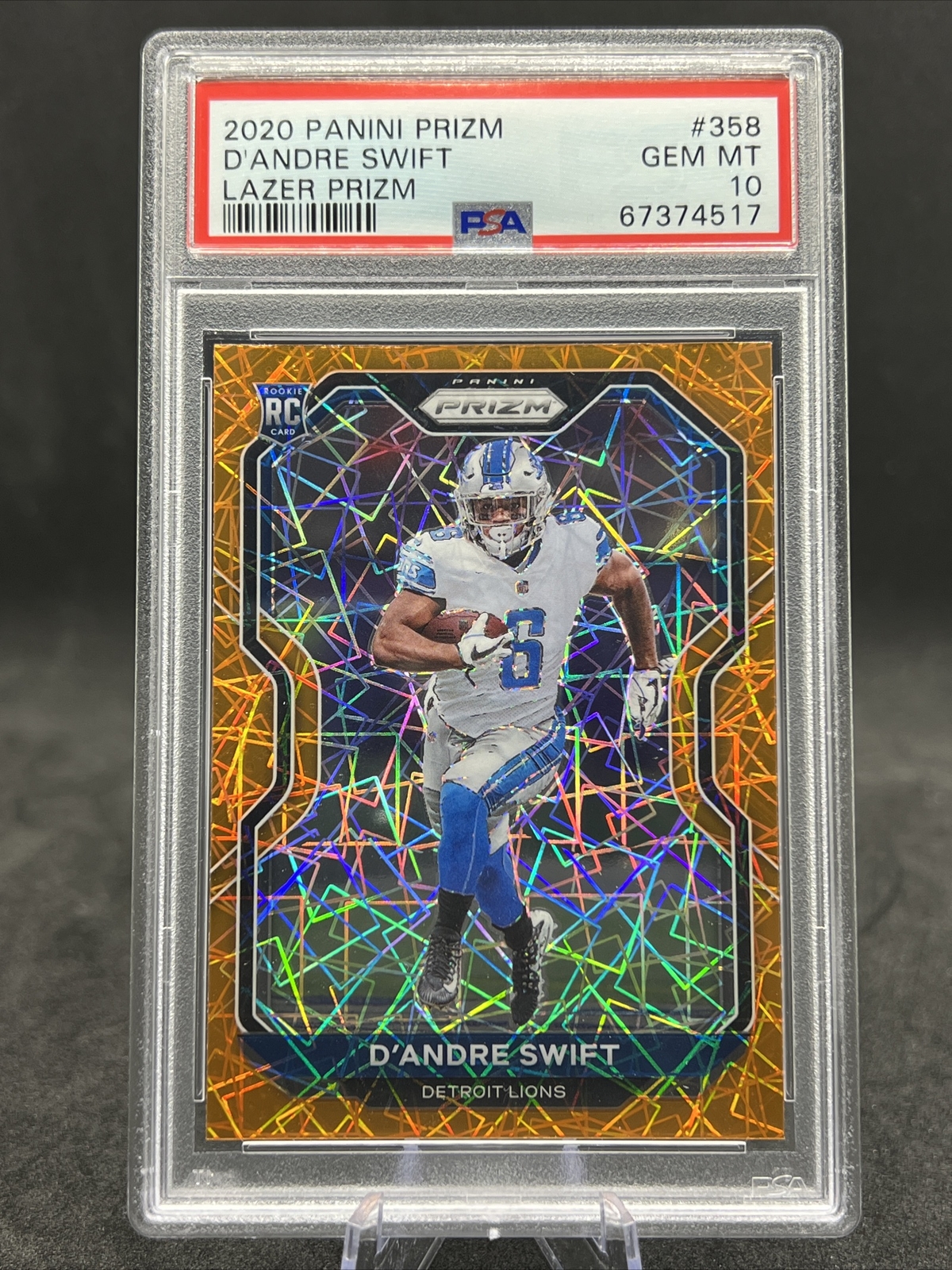2020 Panini Prizm Lazer Prizm #358 D’Andre Swift Rookie RC Bears PSA 10 Gem