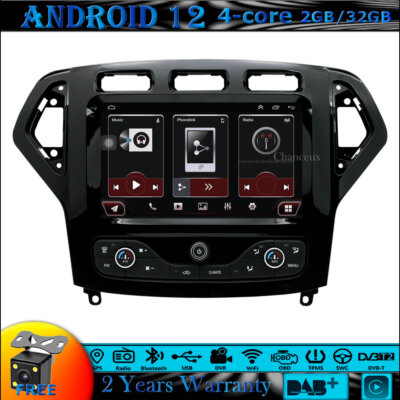9''Android 12 Autoradio GPS SAT Navi DAB Carplay Stereo For Ford Mondeo MK4 07-10