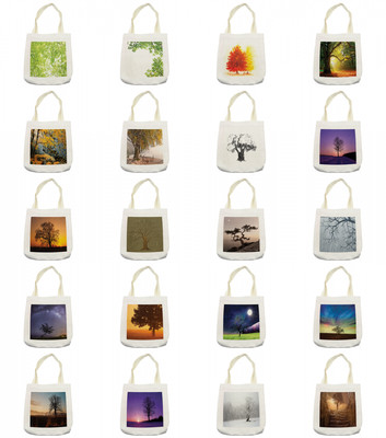 Ambesonne Tree Forest Tote Bag Reusable Linen Sack Shopping Books Beach