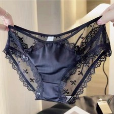 5 Packs Lot Womens Ladies French Lace Panties Satin Briefs Bow Sheer Underwear