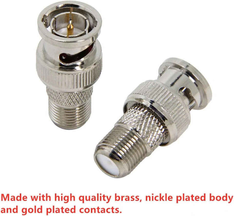 F to BNC Connector, 2-Pack BNC Male to F Female Coax Adapter 75 Ohm, RG6, RG59 C - Image 4 of 4