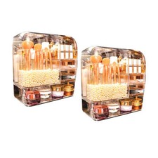 NNEAGS 2X Transparent Cosmetic Storage Box Clear Makeup Skincare Holder with Lid