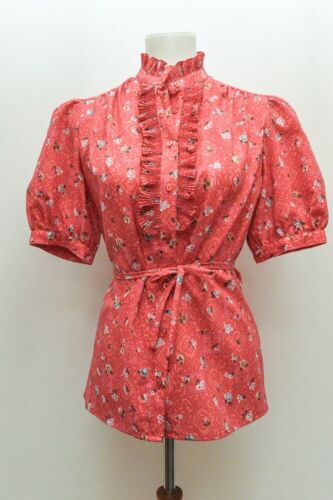Vintage Pykettes womens blouse red size 12 modern 