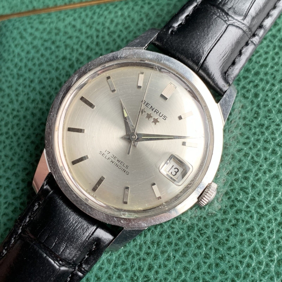 ベンラス BENRUS THREE・STAR スリースター 1950年代 ブラックダイアル 