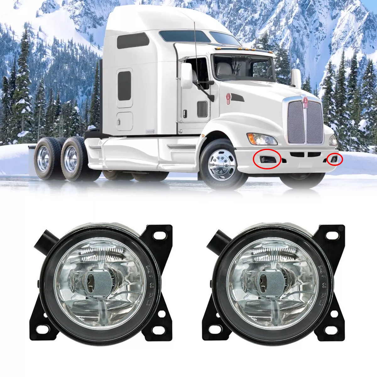 2X Driving Fog Lights For Kenworth T660 Peterbilt 579 587 08-15