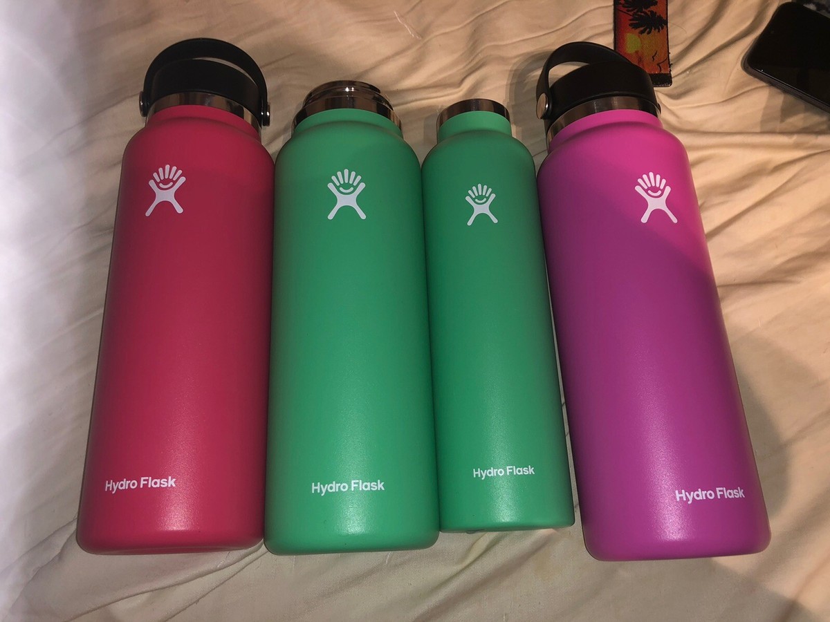 Purple Hydro Flask 32 Oz Hydro Flask Lot Water Bottle Wide Mouth Lids  Spearmint Watermelon, Etc