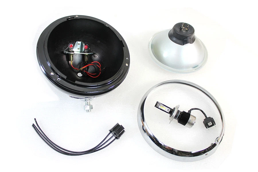 7 英寸 12 伏 LED 车头灯黑色适合哈雷戴维森 — 第 2/4 张图片