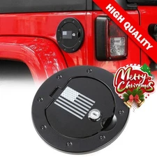 Lock +Key+ Aluminum Gas Fuel Tank Door Cover Cap For Jeep JK Wrangler 2007-2018