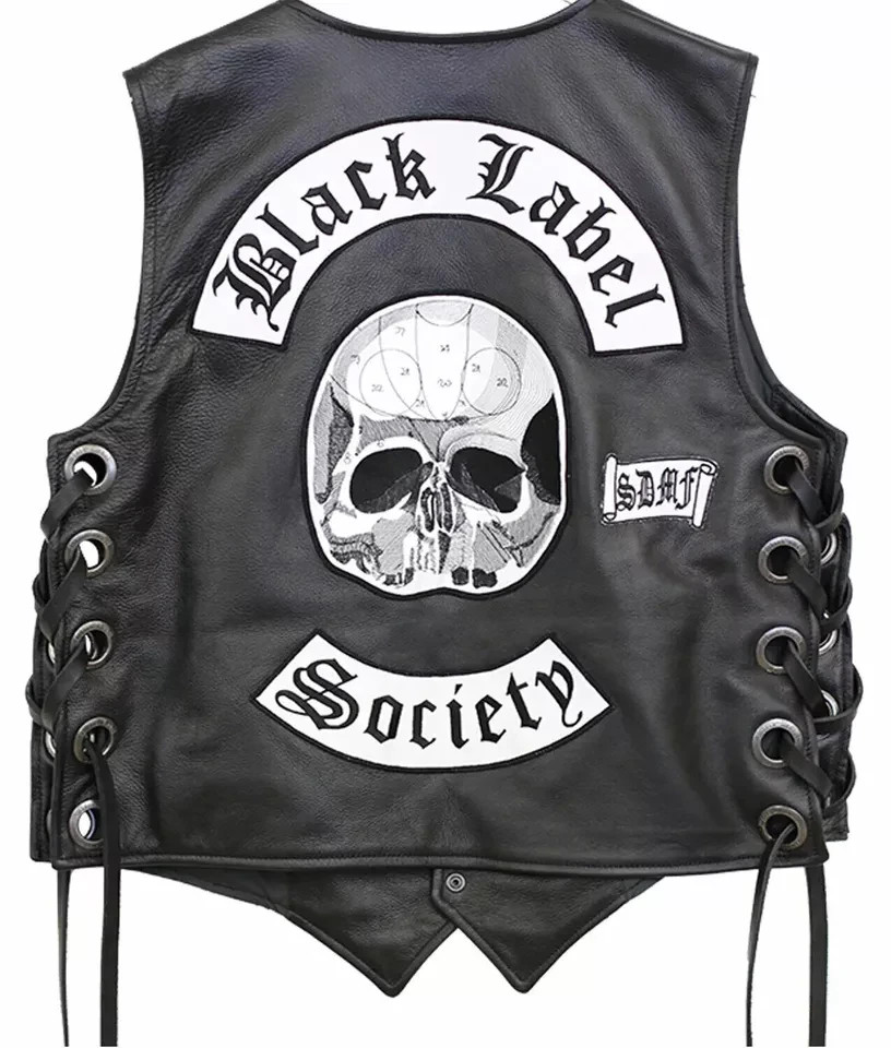 Zakk Wylde Black Label Society Biker Genuine Leather Vest Jacket
