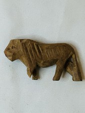 Vintage Lion Folk Art Hand Carved Wood Wooden...