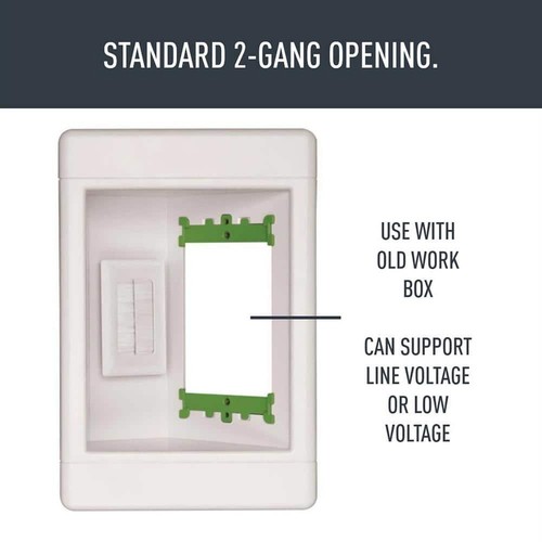Recessed TV Media Box Wall Mount 1 Gang White Low Voltage Brush Insert PVC - Afbeelding 5 van 7