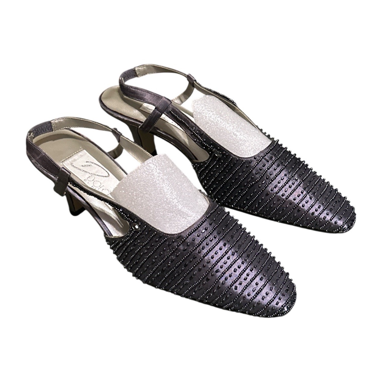 Dolce by Pierre Gray Beaded Strappy Pointed Toe Heels Women Size 8.5