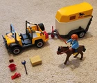 Playmobil 3249 Farm Horse Transporter Vintage Jeep Trailer Figurine & Horse